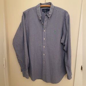 Polo Blue Checkered Long Sleeve Size 17 34/35